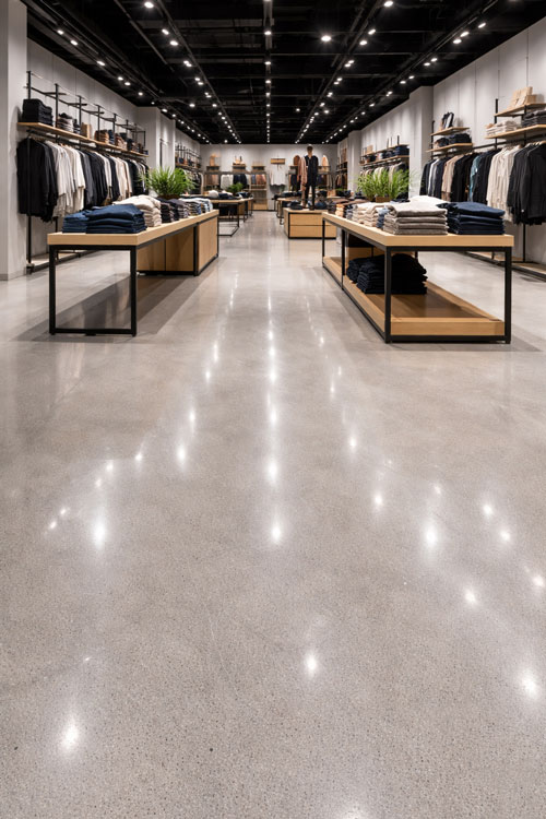 Retail epoxy flooring example in Charlotte NC