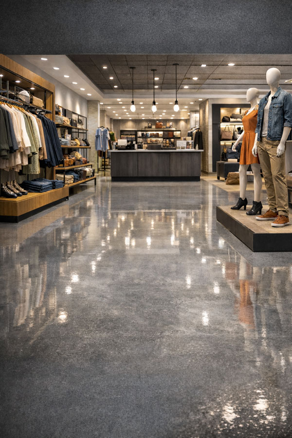 Retail epoxy flooring example in Charlotte NC